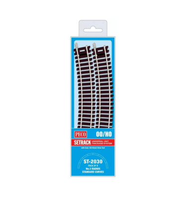 Peco 00 Gauge Pack of 8 No:3 Radius Standard Curves (ST-2030)